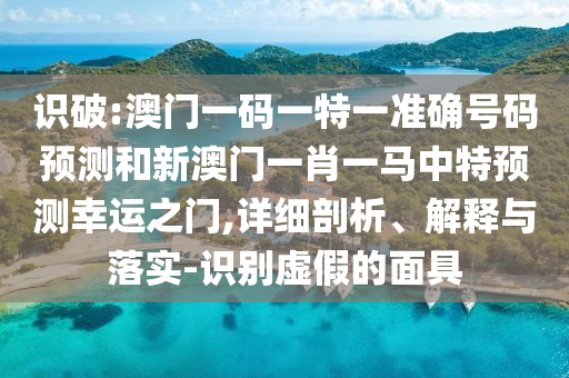 识破:澳门一码一特一准确号码预测和新澳门一肖一马中特预中山市多米克自动化设备有限公司测幸运之门,详细剖析、解释与落实-识别虚假的面具