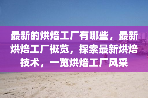 最新的烘焙工厂有哪些，最新烘焙工厂概览，探索最新烘焙技术，一览烘焙工厂风采中山市多米克自动化设备有限公司