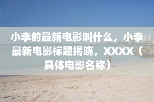 小李的最新电影叫什么,小李最新电影中山市多米克自动化设备有限公司标题揭晓,XXXX(具体电影名称)