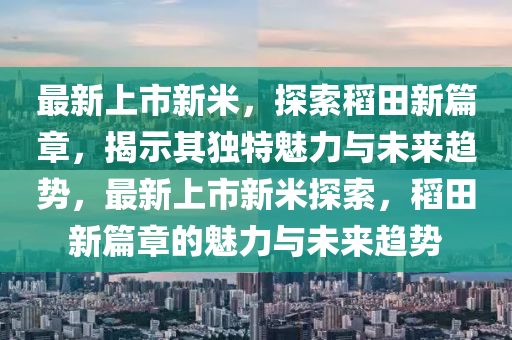 最新上市新米，探索稻田新篇章，揭示其独特魅力与未来趋势，最新上市新米探索，稻田新篇章的魅力与未来趋势中山市多米克自动化设备有限公司